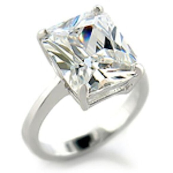 Princess Cut Cubic Zirconia Cocktail Ring Size 10 Silver Rhodium Plated - Picture 7 of 12